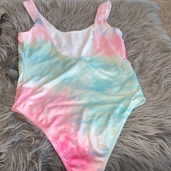 NWOT Forever 21 Lollapalooza Tie Dye One Piece High Cut Swimsuit Size Small - Picture 6 of 9